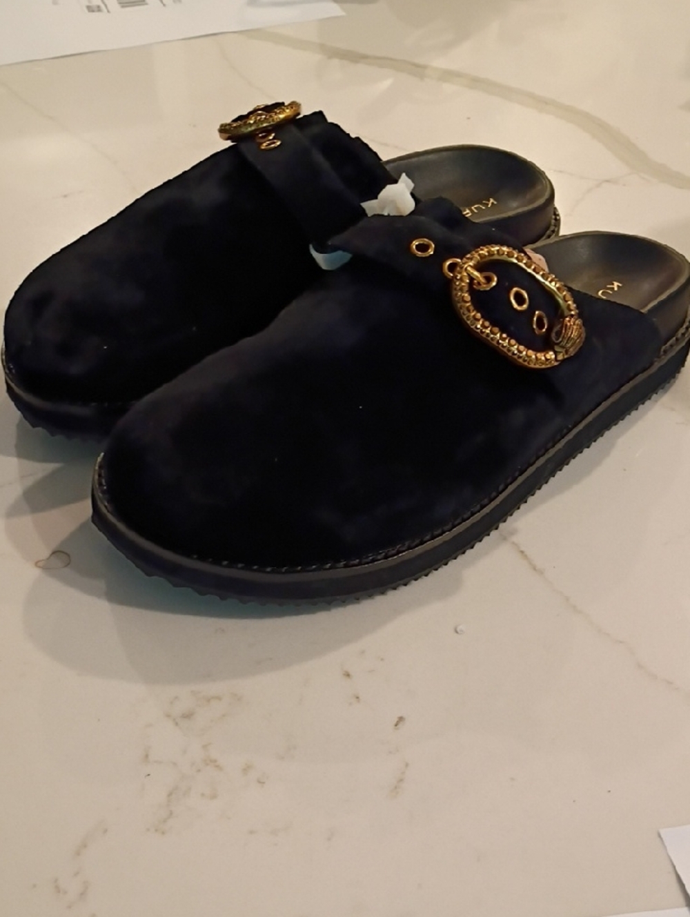 Kurt Geiger London Mayfair Crystal Embellished Eagle Head Buckle Mules Black - Picture 7 of 16